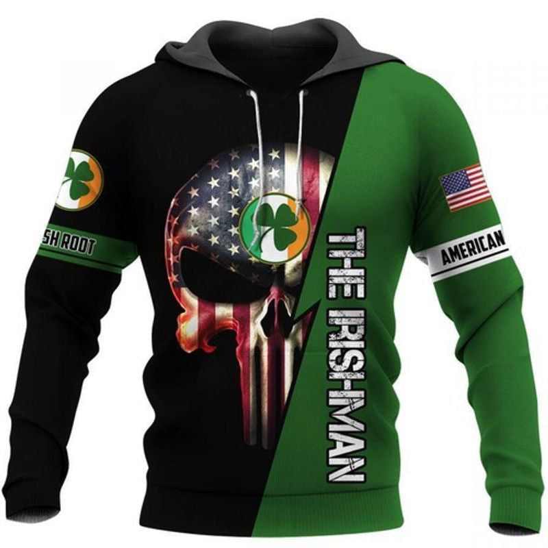 Irish Skull Us All Over Printing 3d Hoodie