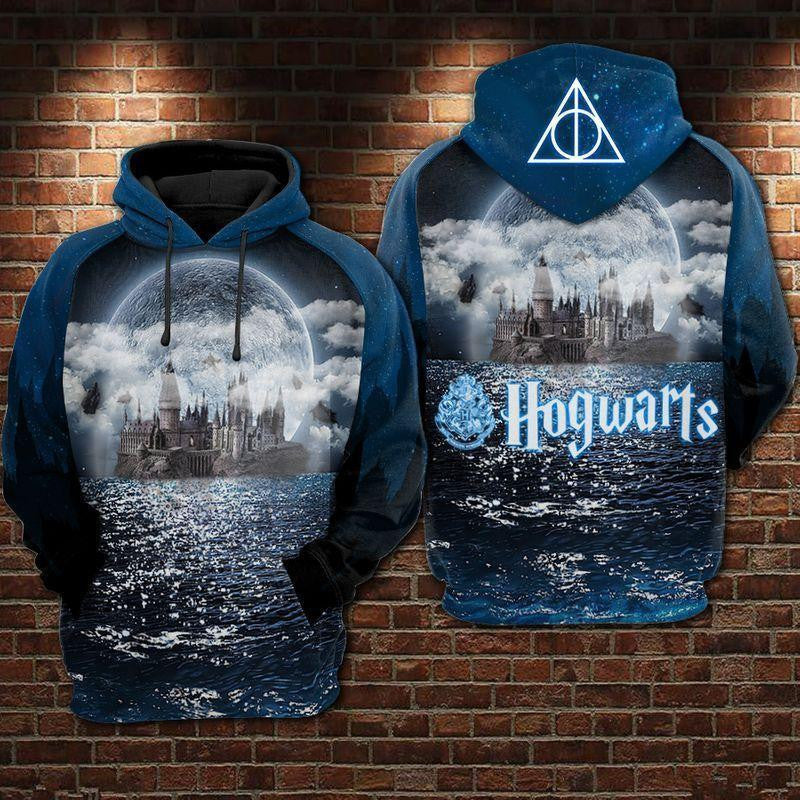 Harry Potter Hoodie Hogwarts Under Moon Light 3d Hoodie Zip Hoodie