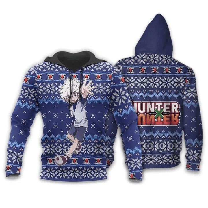 Killua Ugly Christmas Hunter X Hunter Anime Manga For Men And Women 3d Hoodie Zip Hoodie