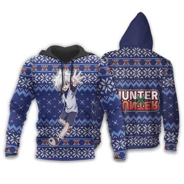 Killua Ugly Christmas Hunter X Hunter Anime Manga For Men And Women 3d Hoodie Zip Hoodie