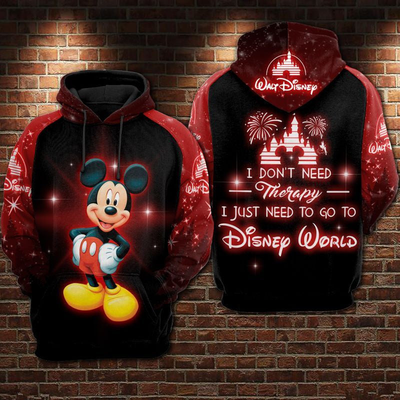 I Dont Need Therapy I Need Disneyworld Mickey Over Print 3d Hoodie Zip Hoodie 2