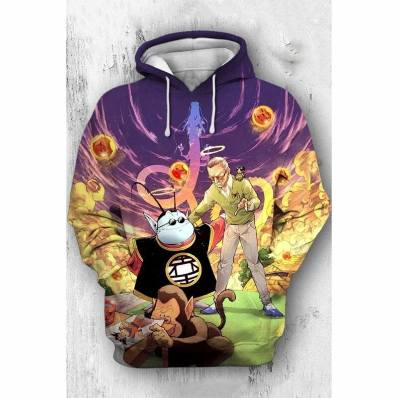 Kaio Del Sur With Goku Cartoon Dragon Ball Anime Manga 15 Over Print 3d Hoodie Zip Hoodie