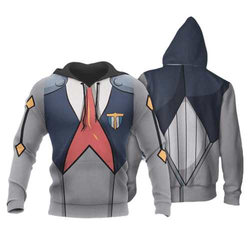 Darling In The Franxx Hoodie Darling In The Franxx Code 666 Zorome Costume Grey 3d Hoodie Zip Hoodie