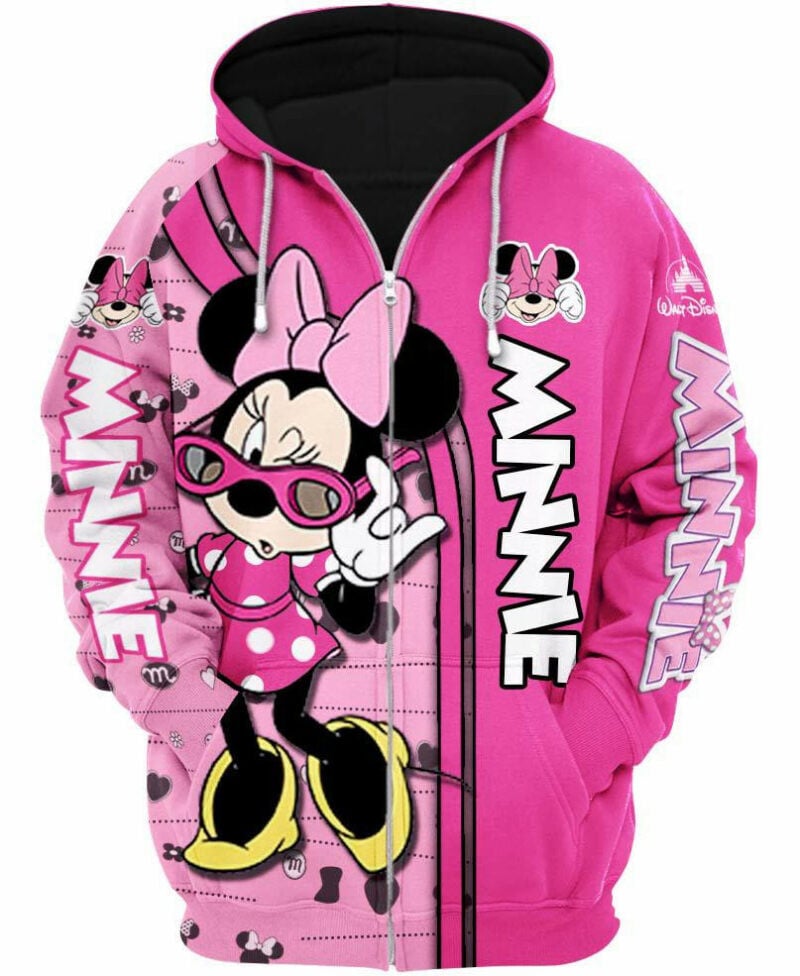 Walt Disney Minnie Mouse 3d Hoodie Zip Hoodie