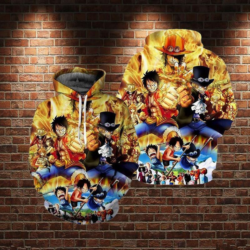 Lontse Anime One Piece Monkey D Luffy Novelty Over Print 3d Hoodie Zip Hoodie 4