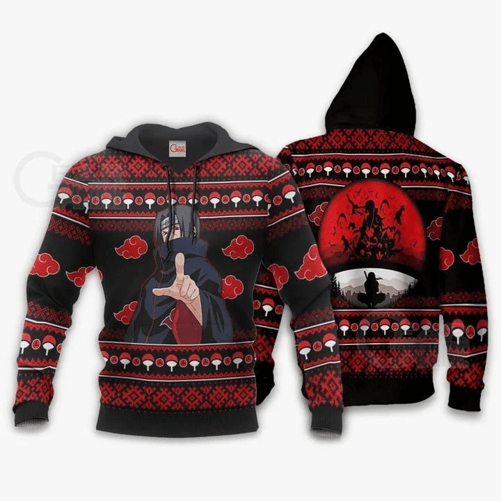 Itachi Ugly Chrismast Anime Manga Naruto For Men And Women 3d Hoodie Zip Hoodie