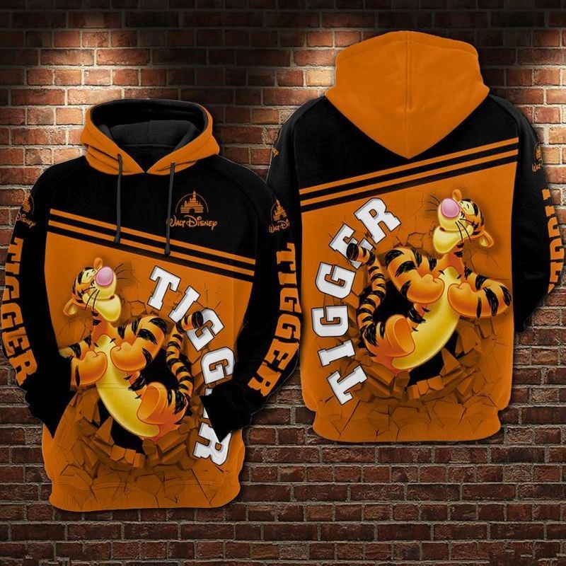Tigger Breaking The Wall Winnie The Pooh Over Print 3d Hoodie Zip Hoodie