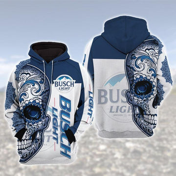 Busch Light Sugar Skull 3d All Over Print T Shirt Hoodie