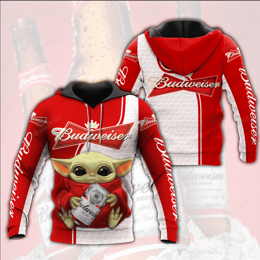 Baby Yoda Budweiser King Of Beers Aop Hoodie