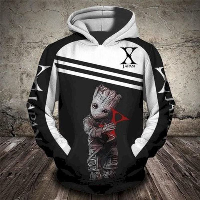 Groot Star Wars And X Japan Rock Band 3d Hoodie