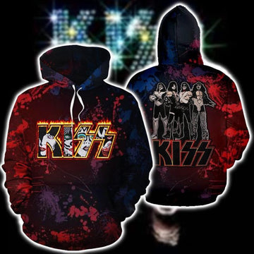 Kiss Band Fan Gift, Kiss Band Fire Logo All Over Print Hoodie