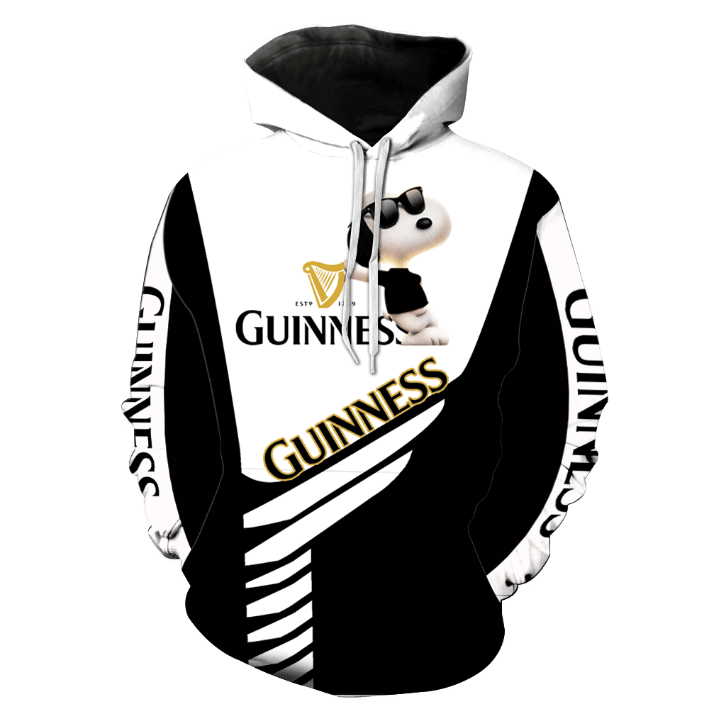 Snoopy The Peanuts Fan Gift, Guinness With Cool Snoopy Aop Hoodie, Zip Hoodie