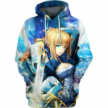 Fatestay Night Saber Over Print 3d Hoodie Zip Hoodie