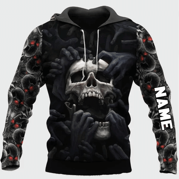 Gift For Skull Lover Personalized Name Red Eyes The Skull Scream Men's Hoodie