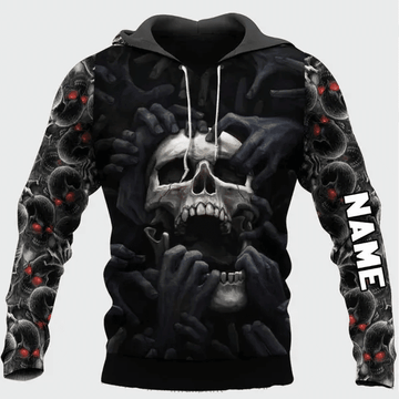 Gift For Skull Lover Personalized Name Red Eyes The Skull Scream Men's Hoodie