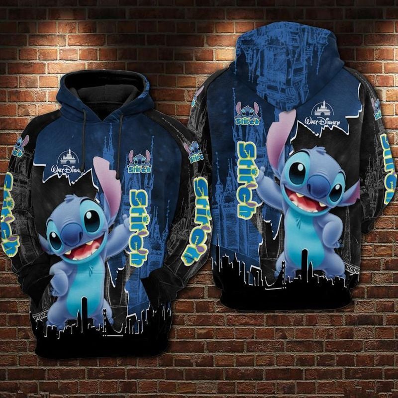 Stitch Twinkle Disney Castle Over Print 3d Hoodie Zip Hoodie
