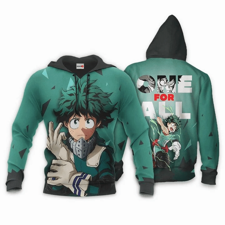 Izuku Midoriya Anime Manga My Hero Academia One For All For Men And Women 3d Hoodie Zip Hoodie