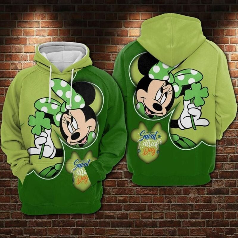 Minnie Mouse Saint Patrick's Day Irish Over Print 3d Hoodie Zip Hoodie
