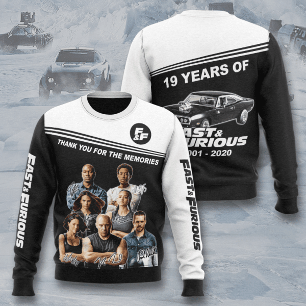 Fast And Furious 19 Years Anniversary 2001 2020 Signature 3d Hoodie All Over Printed Hoodie