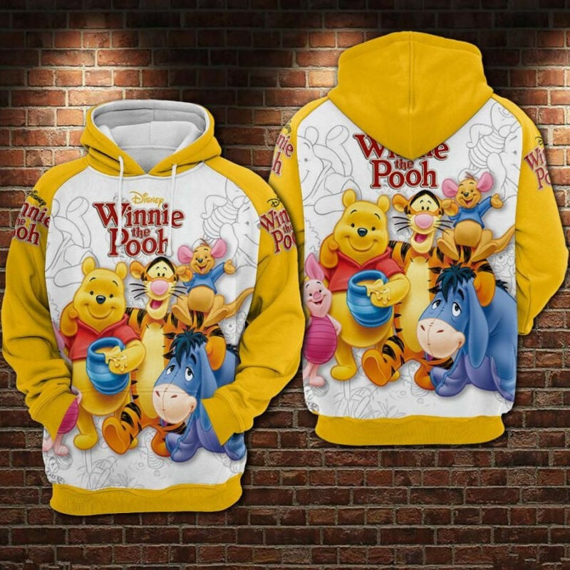 Winnie The Pooh Movie Disney 3 Over Print 3d Hoodie Zip Hoodie