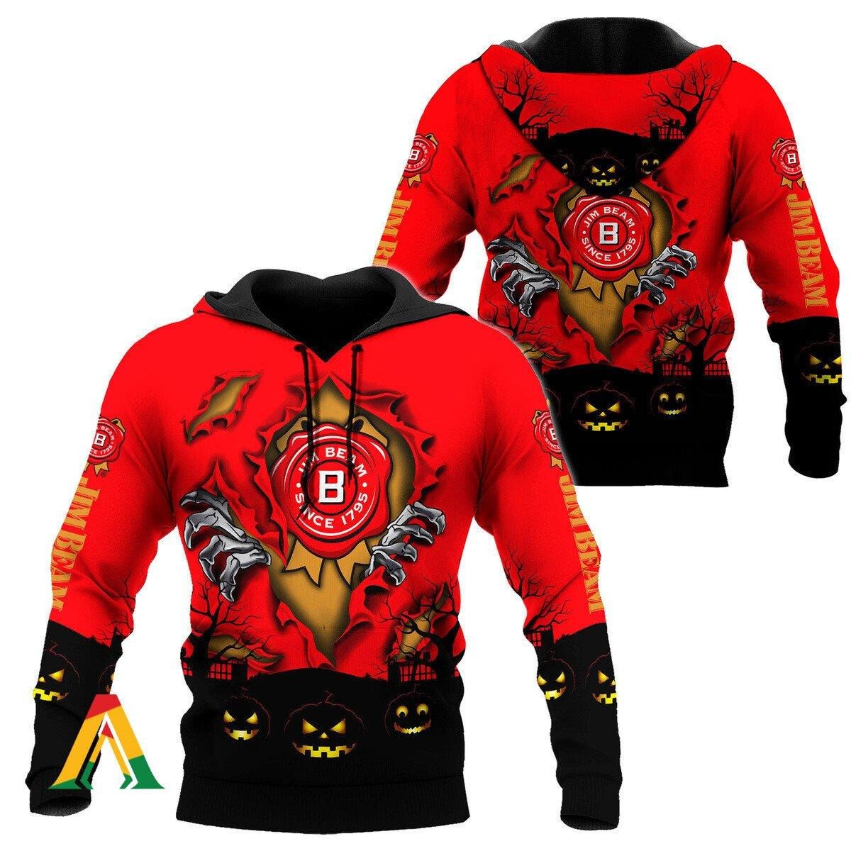 Scary Night Halloween Jim Beam Hoodie &amp; Zip Hoodie