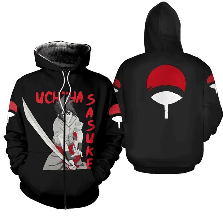 Sasuke Symbol Naruto Anime Manga For Men And Women 3d Hoodie Zip Hoodie