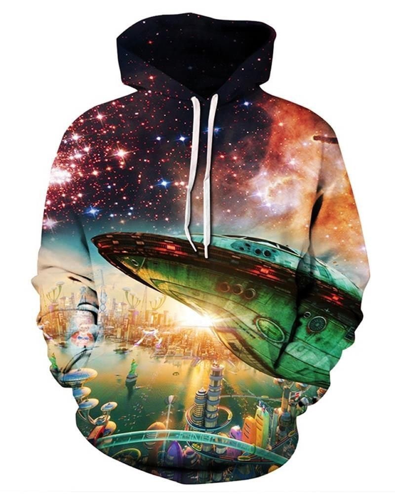 Ufo Above The City 3d Hoodie Zip Hoodie