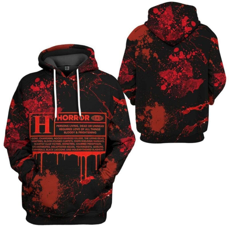 Halloween Hoodie Horror Certification Bloody Red Black 3d Hoodie Zip Hoodie