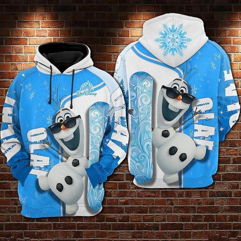 Disney Frozen Hoodie Cool Olaf Blue White Christmas 3d Hoodie Zip Hoodie