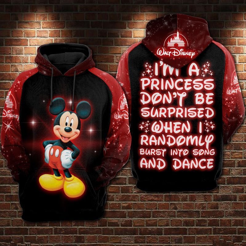 I Am A Disney Princess Mickey Over Print 3d Hoodie Zip Hoodie 1