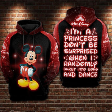 I Am A Disney Princess Mickey Over Print 3d Hoodie Zip Hoodie 1