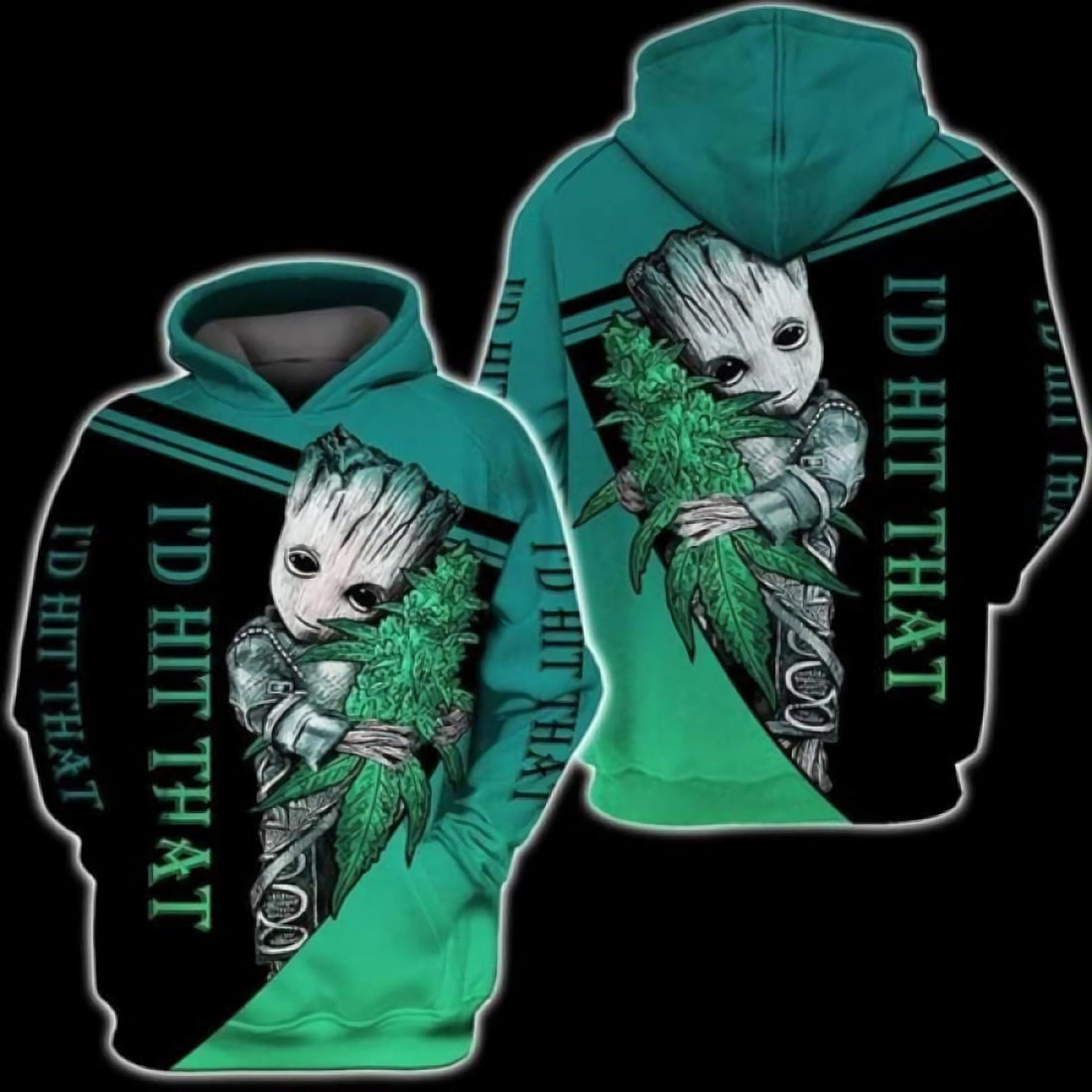 Baby Groot Marvel Comics, Groot Weed I'd Hit That All Over Print Hoodie