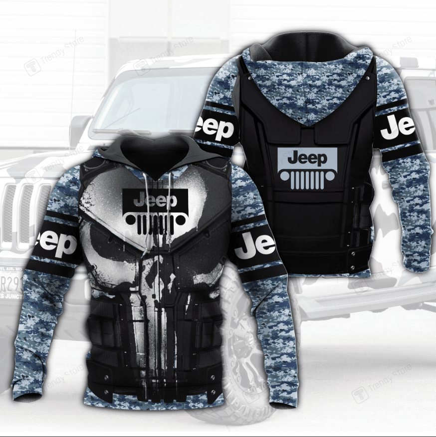 Jeep Love Gift, Punisher Skull Jeep Camo Version All Over Print Hoodie, Zip Hoodie