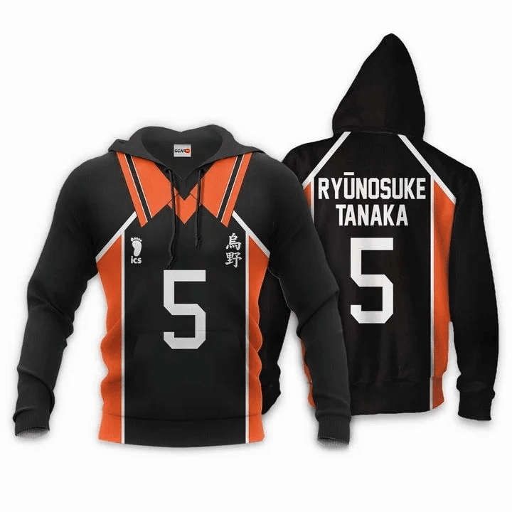 Karasuno Ryunosuke Tanaka Anime Manga Haikyuu Number 5 For Men And Women 3d Hoodie Zip Hoodie