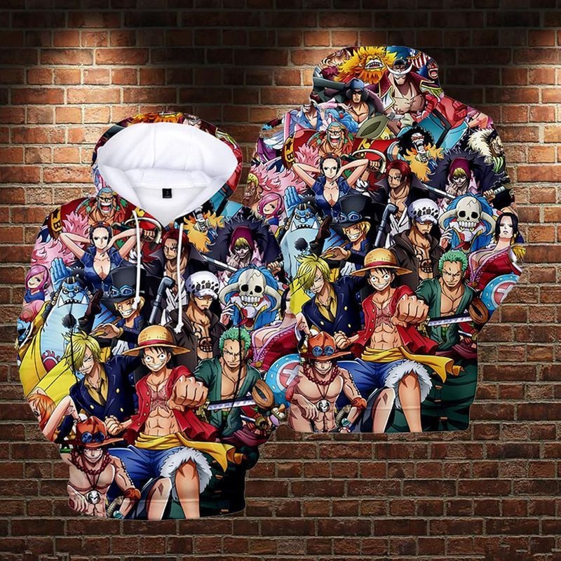 Lontse Anime One Piece Monkey D Luffy Novelty Over Print 3d Hoodie Zip Hoodie 3