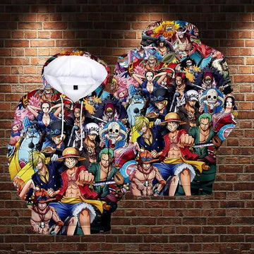 Lontse Anime One Piece Monkey D Luffy Novelty Over Print 3d Hoodie Zip Hoodie 3