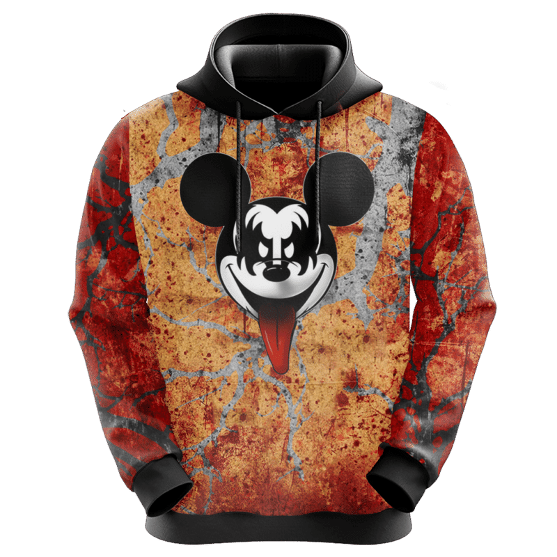 Mickey Mouse Characters Kiss Band Red 3d Hoodie Zip Hoodie