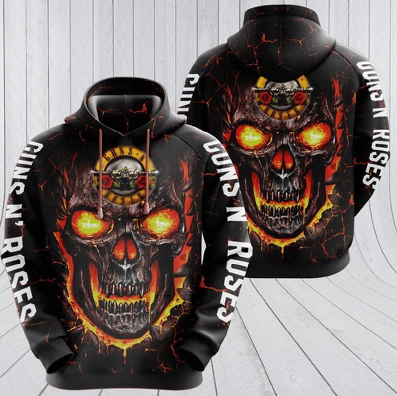 Guns N Roses Black Skull 3d Hoodie