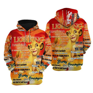The Lion King Disney Cartoon, Disney Quotes, Simba Lion King Punk Words Pattern All Over Print Hoodie, Zip Hoodie