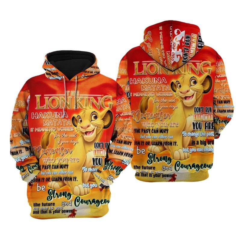 The Lion King Disney Cartoon, Disney Quotes, Simba Lion King Punk Words Pattern All Over Print Hoodie, Zip Hoodie