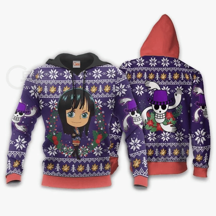 Nico Robin Ugly Christmas One Piece Anime Manga For Men And Women 3d Hoodie Zip Hoodie