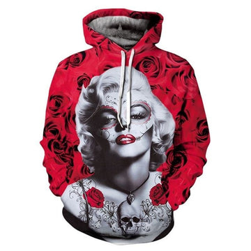 Marilyn Monroe Rose Over Print 3d Hoodie Zip Hoodie
