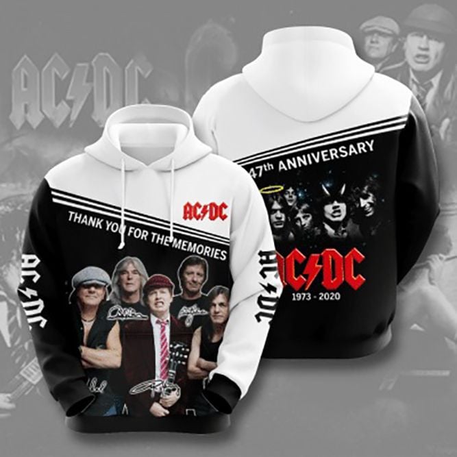 Ac Dc 47th Anniversary 1973 2020 Signature Design Gift For Fan Custom 3d Hoodie All Over Printed Hoodie