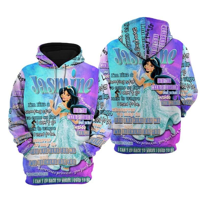Aladdin Disney Cartoon, Disney Quotes, Jasmine Princess Punk Words Pattern All Over Print Hoodie, Zip Hoodie