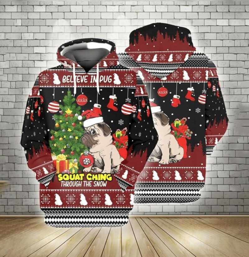 Christmas Pug Red Christmas 3d Hoodie
