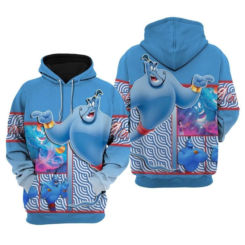 Disney Aladdin Magic Genie Cartoon Fan Gift All Over Print Hoodie, Zip Hoodie