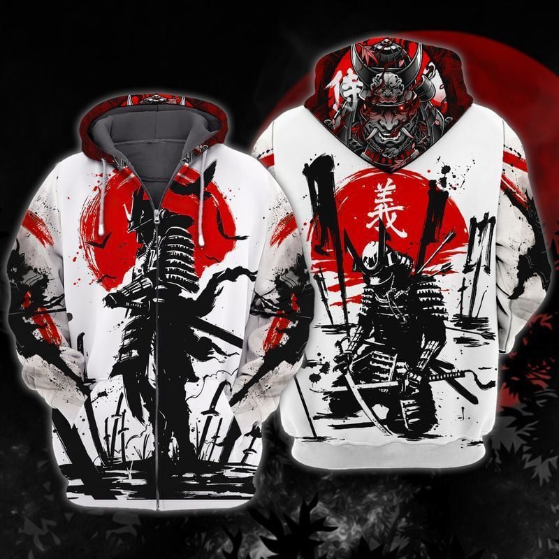 Red Moon Samurai Gift For Men And Women 3d Hoodie Zip Hoodie