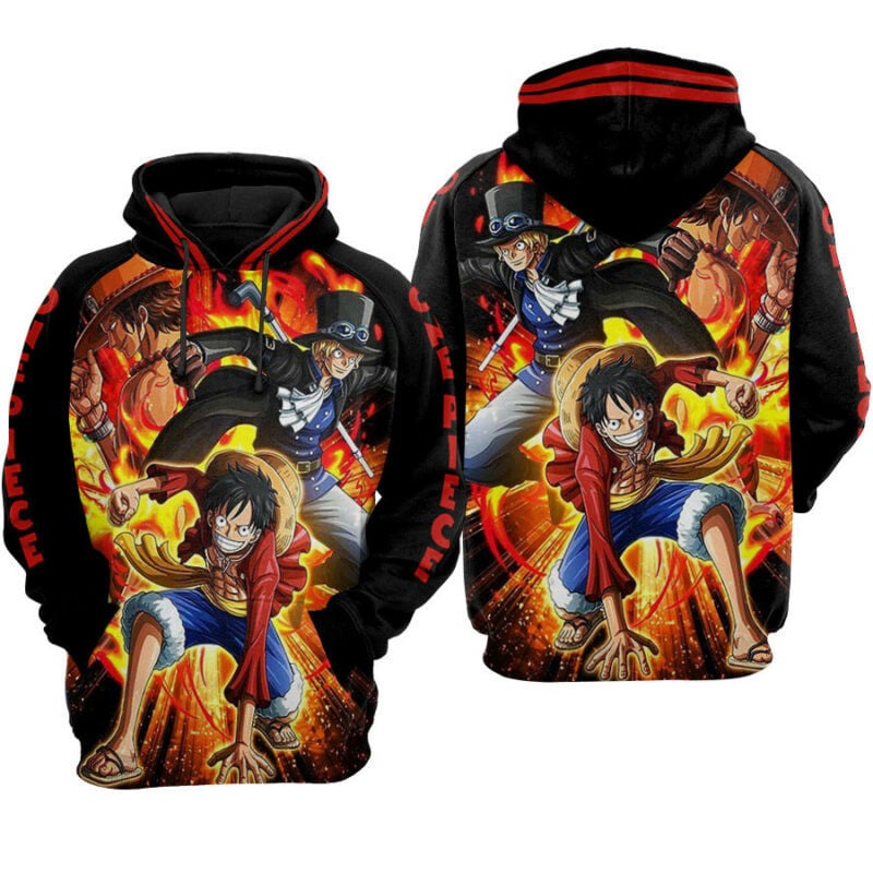 One Piece Ace Luffy Sabo Black Hoodie Zip Hoodie