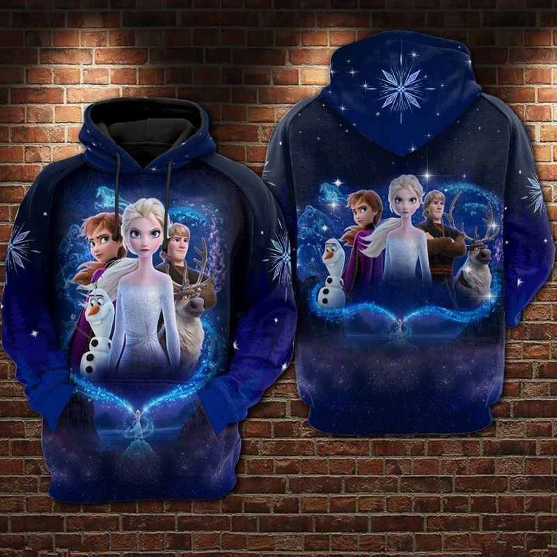 Elsa Frozen Blue Snow Over Print 3d Hoodie Zip Hoodie