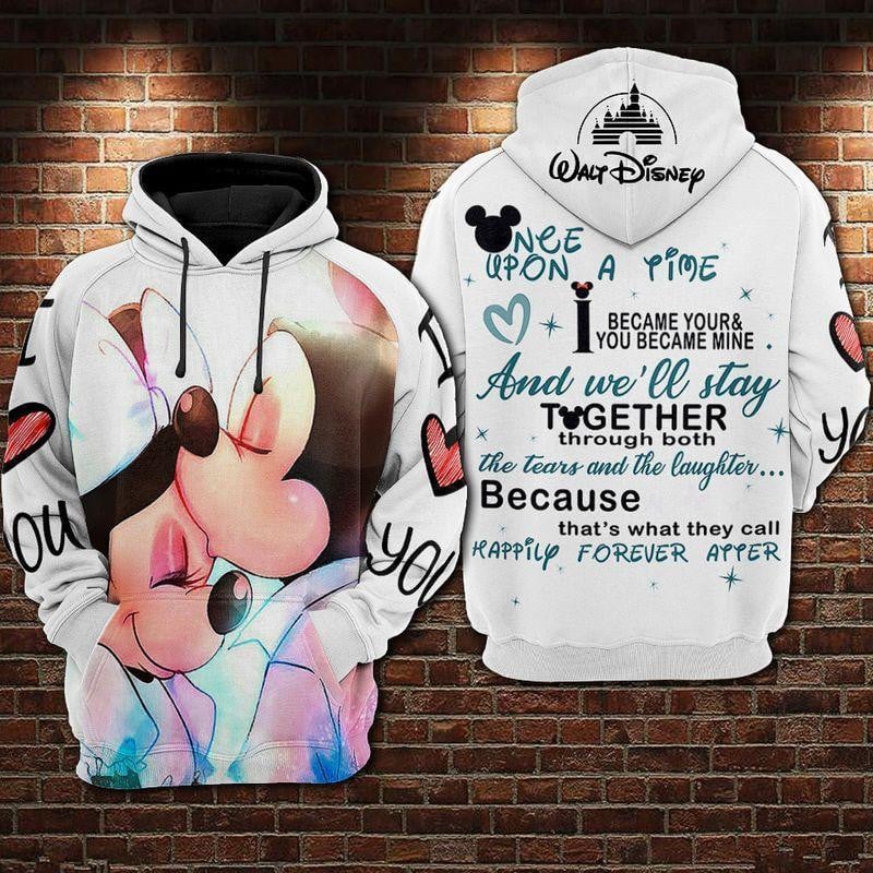 Disney Minnie And Mickey Mouse Love, Once Upon A Time I Became Your And You Became Mine Aop Hoodie